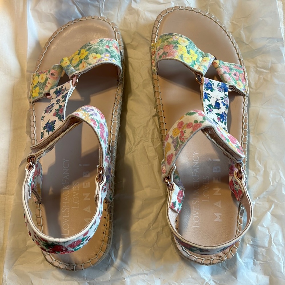 LoveShackFancy x Manebi Floral Leather Espadrille Sandals + box & dust bag. - Picture 2 of 6